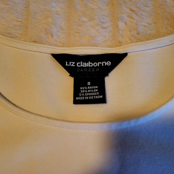 Liz Claiborne Career Women's Off-White Blouse with Black Bows & Slits - Size S - Picture 7 of 7
